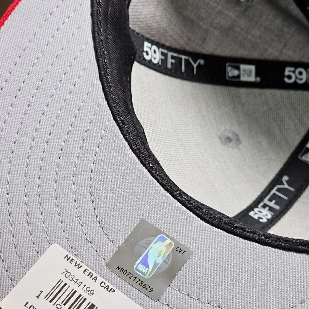 New Era Houston Rockets Hat Low Crown Grey Red Fitted 7 1/4 NBA Cap 59Fifty